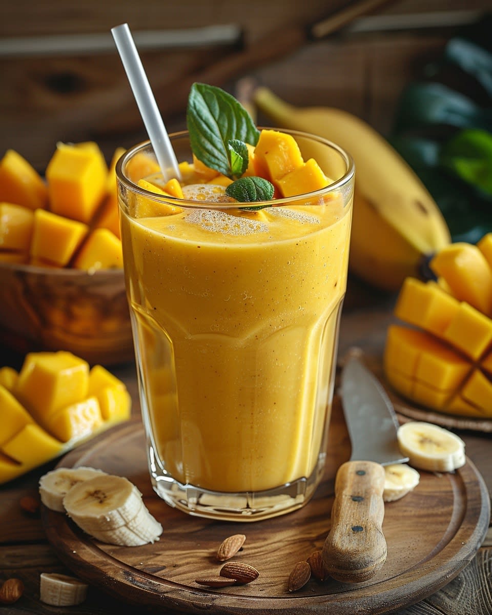 Recette de Smoothie Mangue Banane Lait : Bienfaits et Astuces 1 Smoothie mangue banane lait