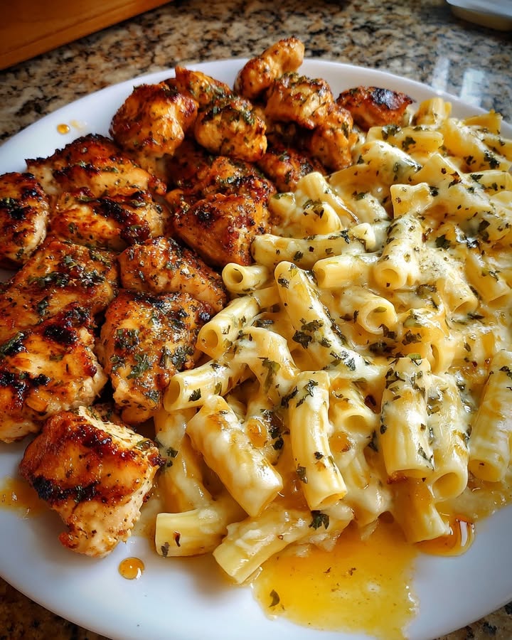 Poulet Crémeux Pennes Trois-Cheeses : Recette Facile et Savoureuse 2 Poulet Crémeux Pennes Trois-Cheeses