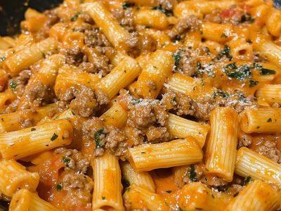 Pâtes Crémeuses Bœuf Tomate : Recette Facile et Savoureuse