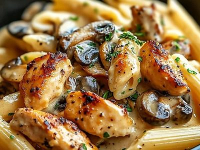 Pâtes Crémeuses Champignon Poulet : Recette Facile et Savoureuse