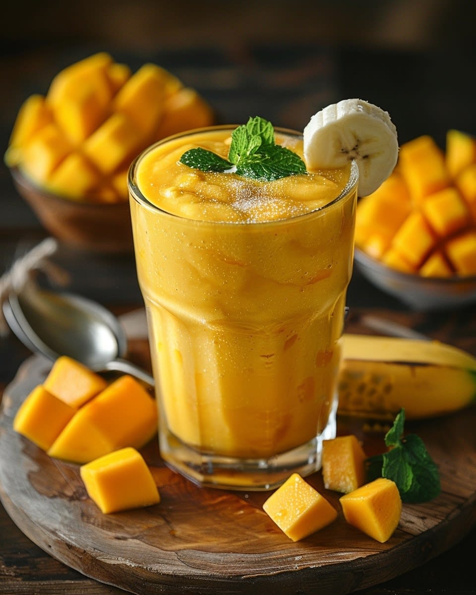 Recette de Smoothie Mangue Banane : Bienfaits, Combinaisons et Conseils 1 Smoothie mangue banane