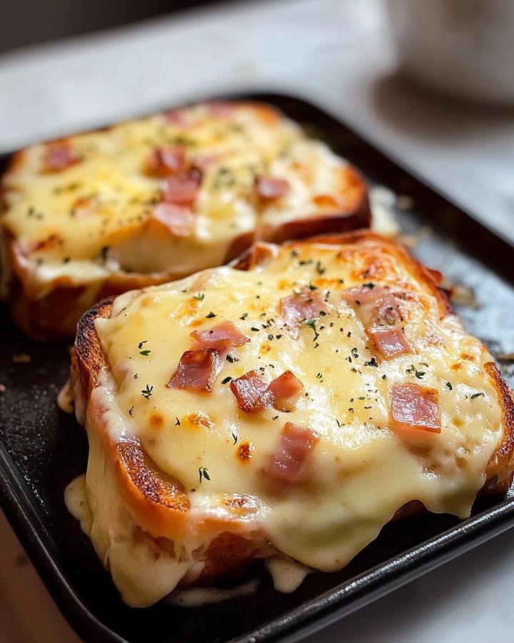 Croque-Monsieur Gratiné Chèvre et Lardons : Recette Réconfortante 2 croque monsieur ch vre gratin
