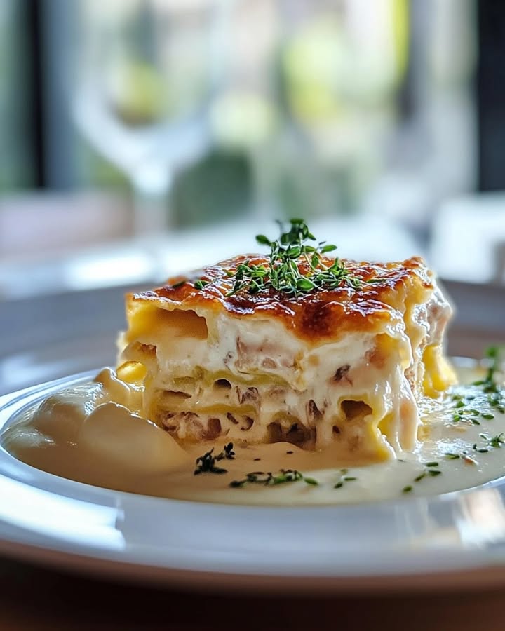Lasagnes Fondantes au Poulet et Sauce Blanche Crémeuse 2 lasagnes poulet cr meuses