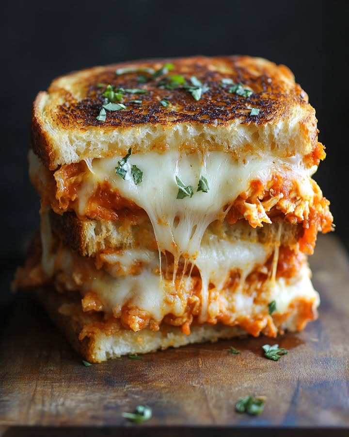 Sandwich Poulet Parmesan Grilled Cheese : Recette Gourmande 2 sandwich poulet parmesan