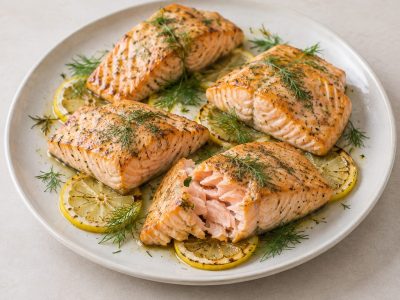 Saumon au four, citron et aneth